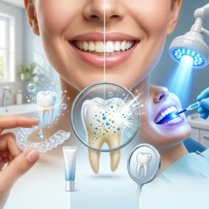 Clareamento dental: tipos, mecanismos e diferenças O clareamento dental é um procedimento estético baseado na aplicação de agentes oxidantes, como o peróxido de hidrogênio ou peróxido de carbamida, que promovem a quebra de pigmentos intrínsecos e extrínsecos. Modalidades: Clareamento em consultório: alta concentração, ativação química ou por luz Clareamento caseiro supervisionado: moldeiras personalizadas e uso contínuo Técnica combinada: associação das duas abordagens Aspectos clínicos importantes: Avaliação prévia de esmalte e dentina Controle da sensibilidade dentinária Indicação individualizada 